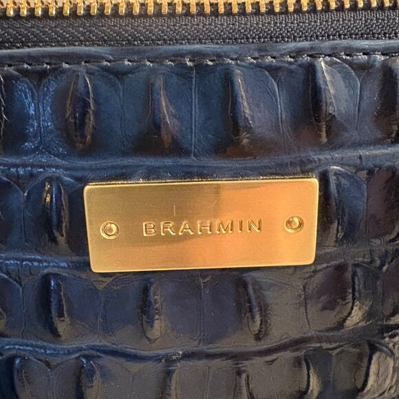 BRAHMIN Melbourne Stacy Satchel – Navy Embossed Leather - Picture 7 of 7